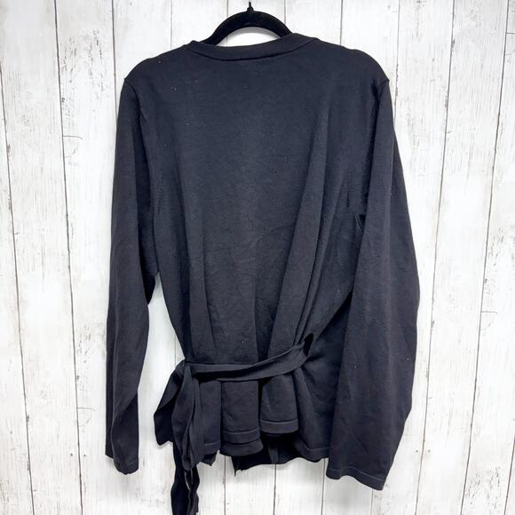 Lane Bryant Sweater Women Size 22/24 Wrap Tie Black Knotted Cardigan V-Front - Picture 5 of 5